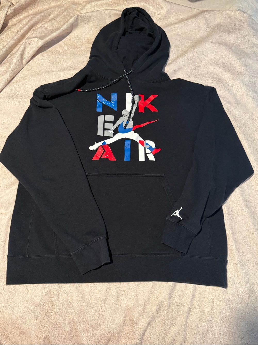Jordan Black Hoodie with Red, White & Blue Nike Air Graphic